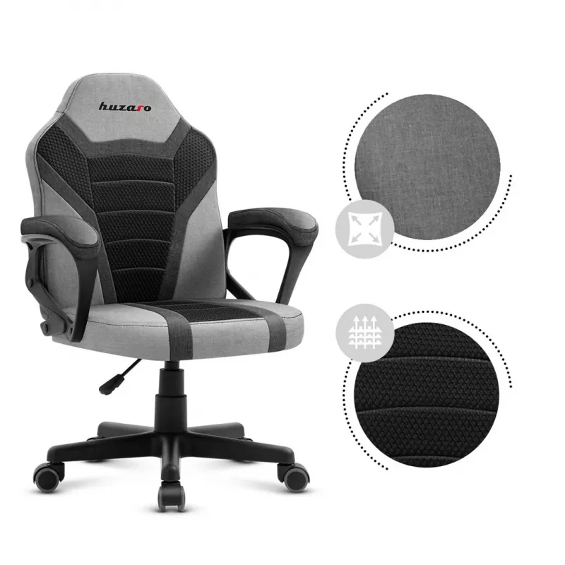 Bērnu spēļu krēsls Huzaro HZ-Ranger 1.0 Gray Mesh, pelēks un melns