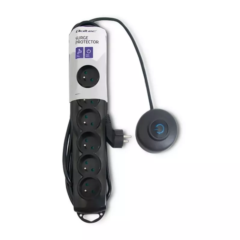 Pārsprieguma aizsargs Qoltec 50171 melns 7 maiņstrāvas rozetes 230 V 1,5 m
