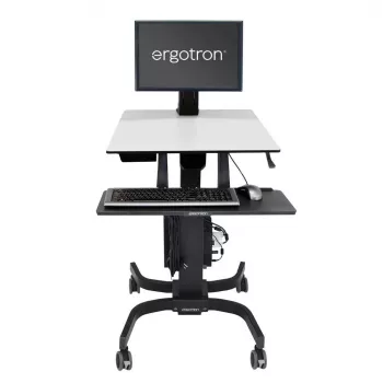 Ergotron WorkFit-C - Single LD Sit-Stand Workstation - Multividuālie ratiņi - Melns - Pelēks - 7,3 kg - 61 cm (24 collas) - 75 x 75, 100 x 100 mm - 360°