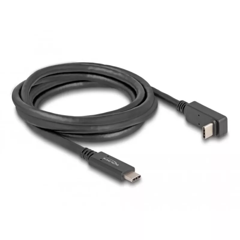 DeLOCK USB vads USB Type-C vīrišķais uz USB Type-C vīrišķais leņķveida 2m 5Gbps 4K PD 60W