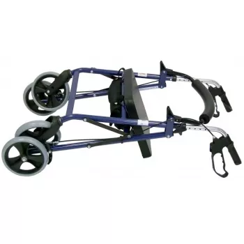 Četru riteņu rollators ar sēdekli, zils/melns