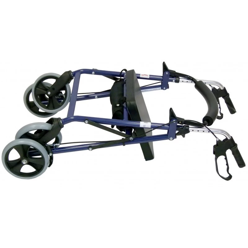 Četru riteņu rollators ar sēdekli, zils/melns