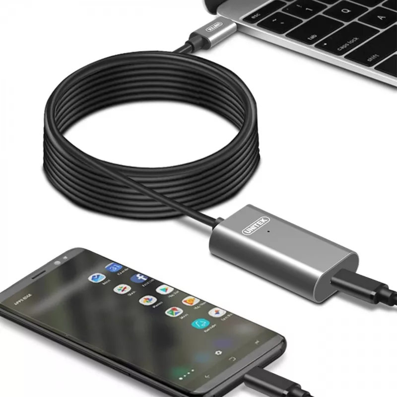 USB kabelis UNITEK U305A 5m USB 3.2 Gen 1 USB C pelēks