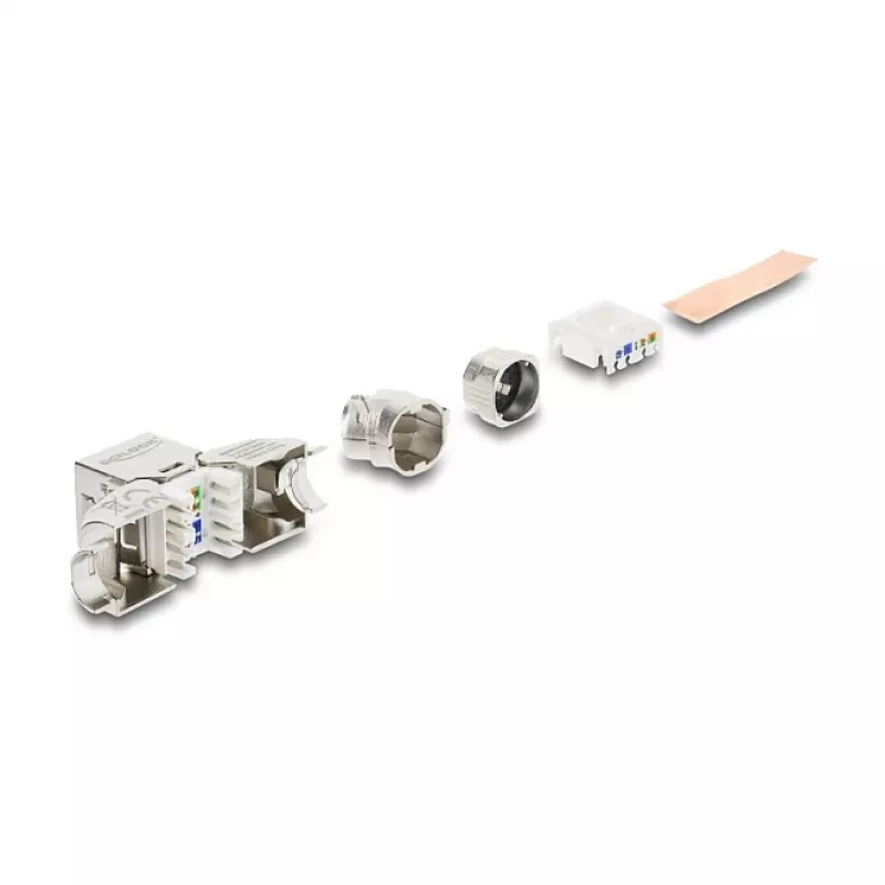 DELOCK Keystone modulis RJ45 ligzda uz LSA Cat.6A bez instrumentiem 45° leņķī ekranēts ar metāla fiksatoru