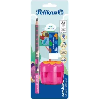 Pelikan mācību zīmuļu komplekts Combino BS, dzēšgumija, asināmais, rozā (821612)