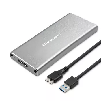 Alumīnija korpuss QOLTEC 51833 M.2 SSD, SATA uz USB 3.0, atbalsta līdz 2TB