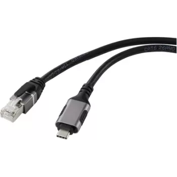 Renkforce USB, tīkla adaptera kabelis [1x USB-C® spraudnis - 1x RJ45 spraudnis] 5,00 m, alumīnija spraudnis (RF-6055782)