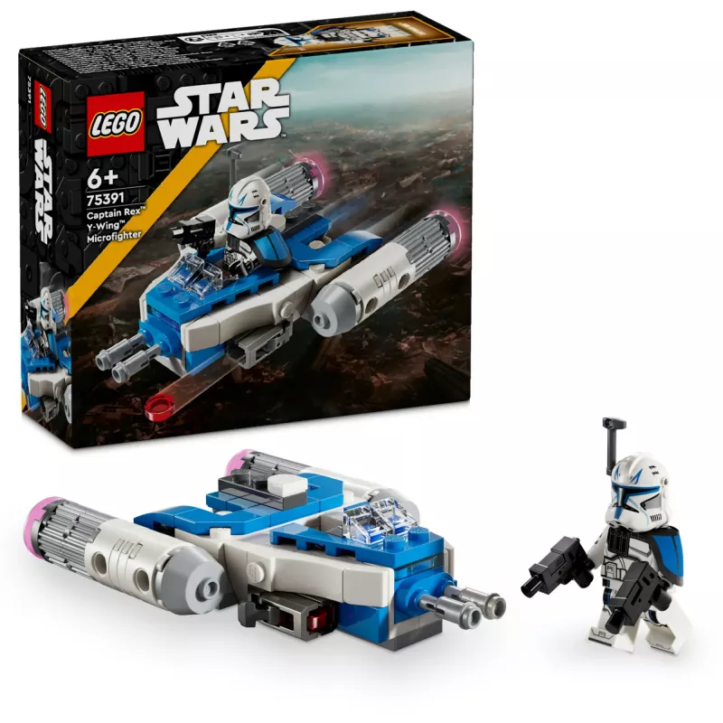LEGO Star Wars kapteiņa Reksa Y-wing mikrokaujas kuģis — kolekcionējams Clone Wars zvaigžņu kuģa transportlīdzeklis ar tēla minifigūru, piemērots zēniem no 6 gadu vecuma