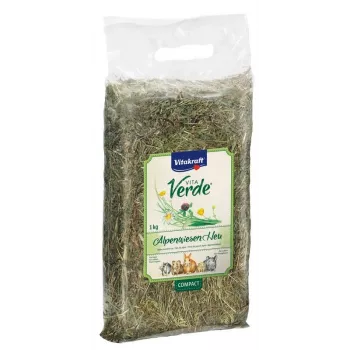 Siena lopbarība Vitakraft VitaVerde Alpu pļava 1 kg — grauzēju siens mazajiem mājdzīvniekiem, zāles garša, bez konservantiem