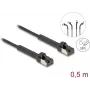 Tīkla kabelis DeLOCK RJ45 plāns Cat.6A U/FTP 0,5m Melns