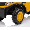 CAT traktors ar piekabi, dzeltens, braucamais