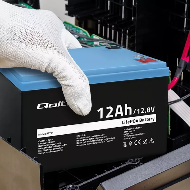 Qoltec LiFePO4 litija dzelzs fosfāta baterija 12,8 V 12 Ah 153,6 Wh ar BMS