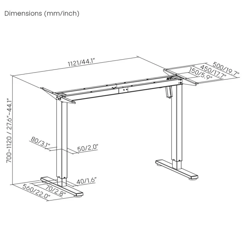 Elektriski regulējams augstuma galds ergo birojam ER-400 W — maks. augstums 1160 mm, maks. slodze 80 kg