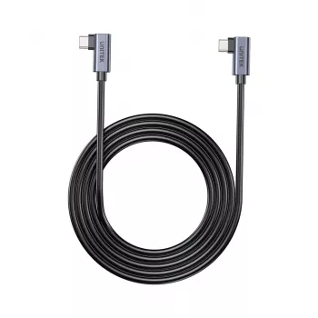 USB-C kabelis Unitek C14147ABK01-1M, 1 m, 90° leņķa savienotāji, USB PD 3.0 100 W, datu pārraide 480 Mb/s, melns
