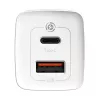 Lādētājs Baseus CCGAN2L-B02 Iekštelpu maiņstrāvas ātrā uzlāde 20V 1xUSB 1xType-C Balts