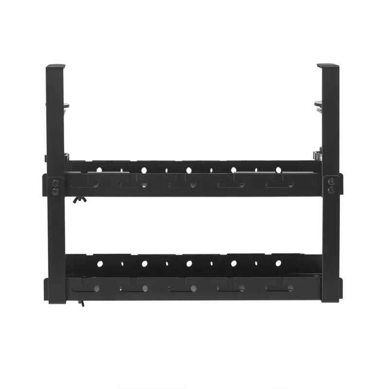 Galda kabeļu organizators MACLEAN MC-102 — 2 līmeņu paplāte zem galda, maks. slodze 5 kg, maks. garums 728 mm, melns