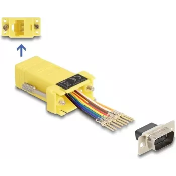 DeLOCK 67104 D-Sub 9 kontaktu spraudnis uz RJ45 ligzda montāžas komplekts, dzeltens