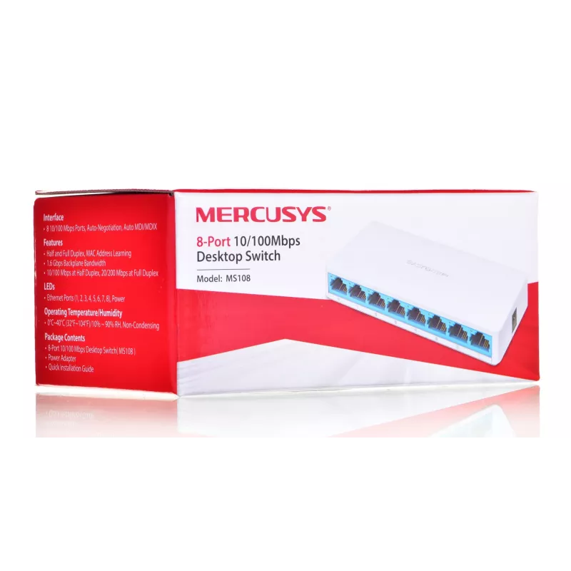 Slēdzis Mercusys MS108 8 porti RJ-45 10/100Mbps Nepārvaldīts