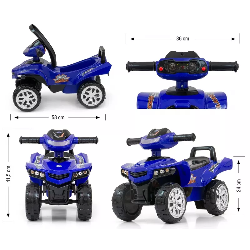 Braucamā rotaļlieta milly mally Ride-on Monster Navy — bērnu sēžammašīna, zems sēdekļa augstums