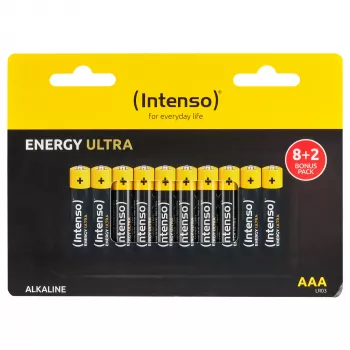 Intenso Batteries Energy Ultra AAA LR03 iepakojumā pa 10, saraušanās plēvē