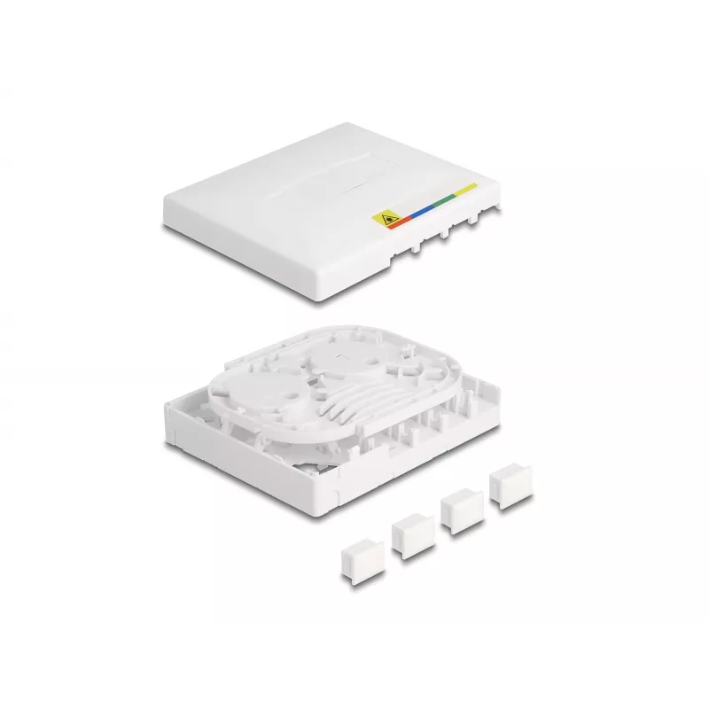 DeLOCK optiskās šķiedras pieslēguma kārba FTTH sienas montāžai 4 x SC Simplex LC Duplex balta