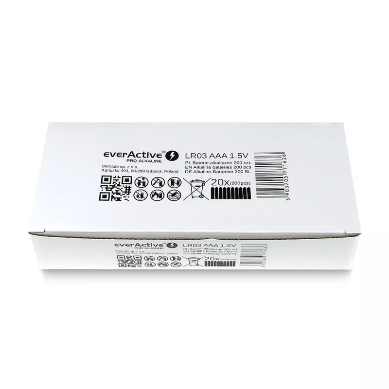Vienreizlietojama sārma baterija everActive LR0310PAK AAA 1,5 V 1250 mAh, 10 gab. iepakojumā