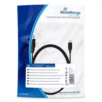 Uzlādes un sinhronizācijas kabelis MediaRange MRCS184 USB 2.0 uz micro USB 2.0 B spraudnis 1,8m melns