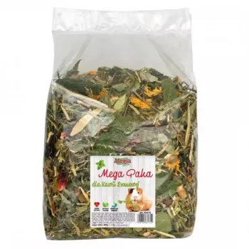Pilnvērtīga barība jūrascūciņām Alegia Mega Pack 650 g — bez cukura, ar augu garšu, bez lipekļa un sojas maiss