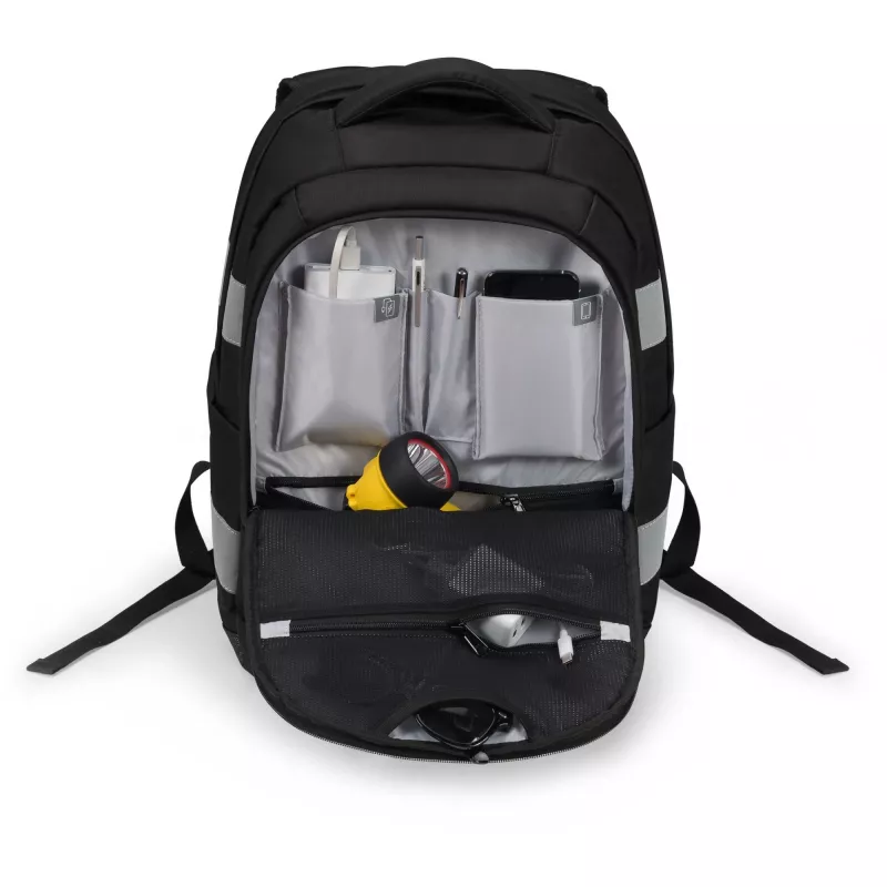 DICOTA Hi-Vis V2 mugursoma, melna, 320 x 220 x 455 mm, PET, TPU