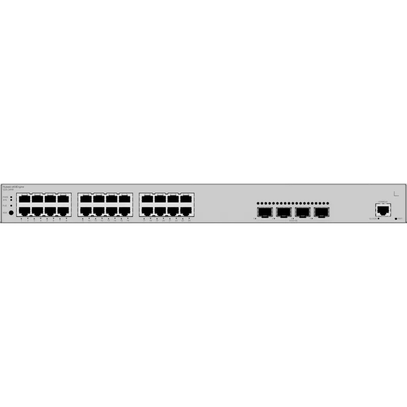 Slēdzis HUAWEI S220-24P4X — 24 x Gigabit (10/100/1000) RJ-45, 4 x SFP+, PoE, 1U pelēks