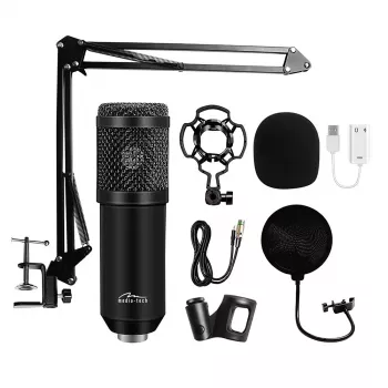 Vadu datora mikrofons MEDIA-TECH MT397K ar XLR ieeju, galda statīvs, 2,4 m kabelis, 20–20000 Hz, -32 dB jutība