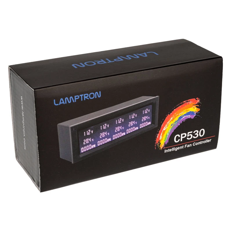 Ventilatoru kontrolieris Lamptron CP530 — automātisks ventilatoru kontrolieris ar RGB, melns