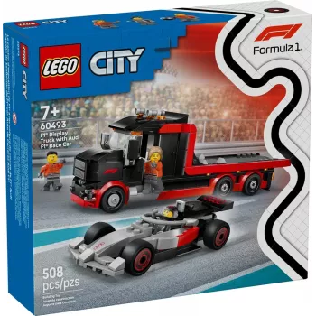 LEGO CITY 60493 F1 izstādes kravas auto ar Audi F1 sacīkšu auto