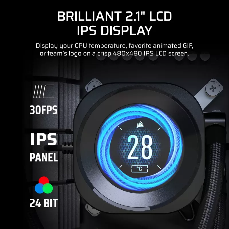 Daudzfunkcionāls šķidruma dzesētājs Corsair Nautilus 240 RS LCD 12 cm Melns