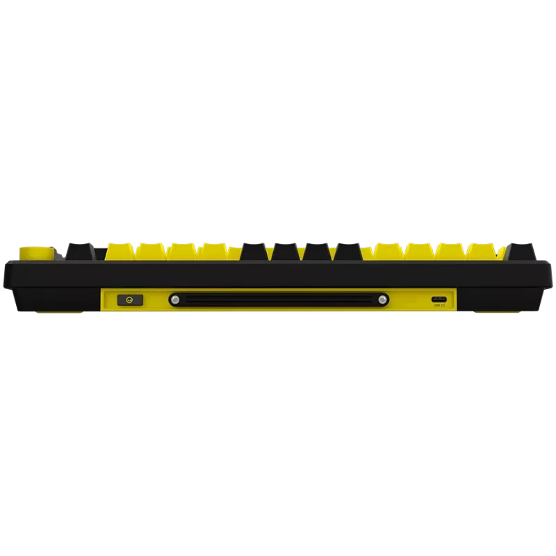 Bezvadu mehāniskā spēļu tastatūra LORGAR KBP7075W — Melna/Dzeltena, EN izkārtojums