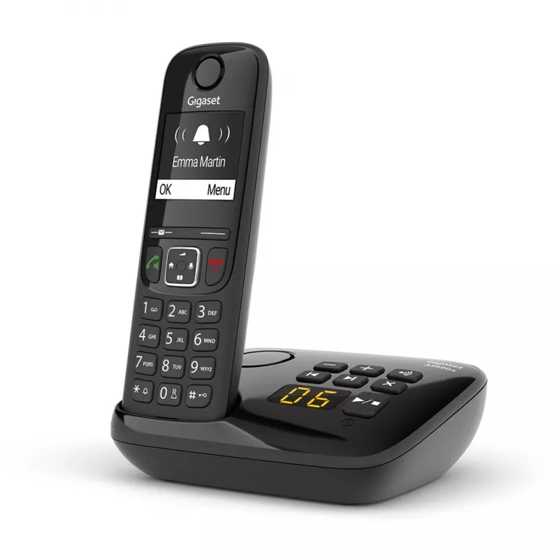Gigaset AS690A Analog/DECT telefons zvanītāja ID Melns