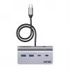 USB centrmezgls Unitek H1337AGY01 — 4 portu (2×USB-C, 2×USB-A), līdz 5 Gbps katram portam, alumīnija, sudraba krāsā