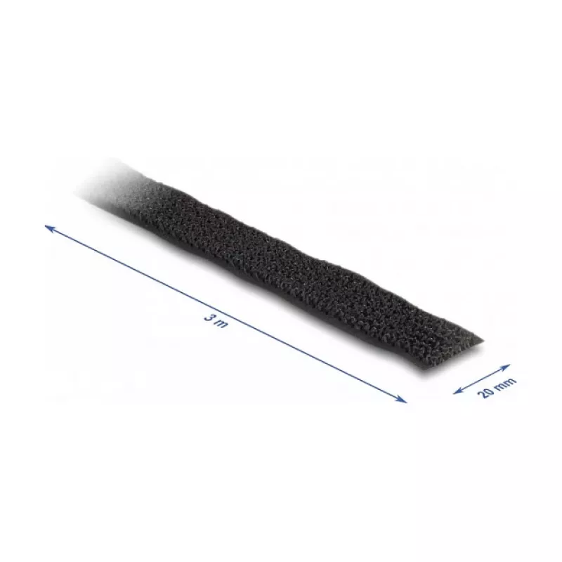 DeLOCK līplentes lente 3 m x 20 mm melna neilons