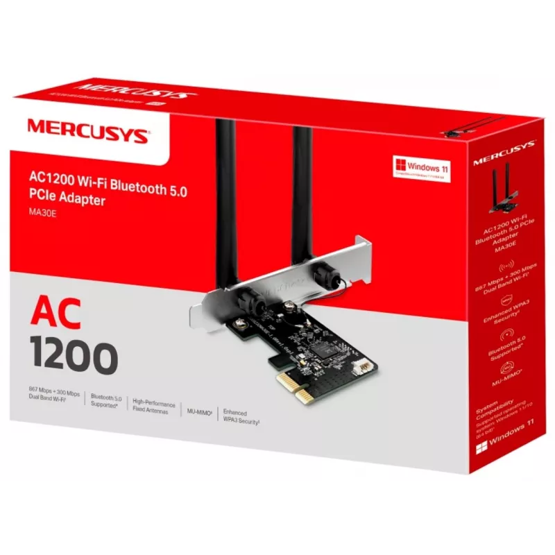 Mercusys AC1200 Wi-Fi Bluetooth PCIe Adapter MA30E Dual Band
