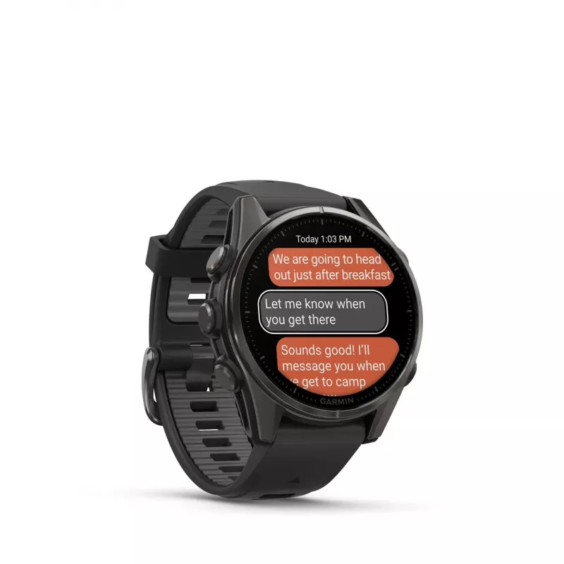 Garmin fenix 8 3,3 cm (1,3) AMOLED 43 mm Digitāls 416 x 416 pikseļi Skārienekrāns Melns Wi-Fi GPS (satelīts)