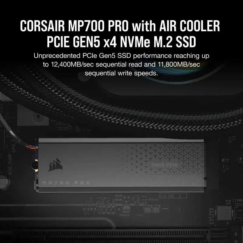 CORSAIR MP700 PRO - SSD - 1TB - iekšējais - M.2 2280 - PCI Express 5,0 x4 (NVMe) - 256-Bit-AES (CSSD-F1000GBMP700PRO)