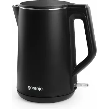 Elektriskā tējkanna Gorenje K15DWBK — 1,5 L, 2200 W, melna, pogu vadība, 360° pamatne