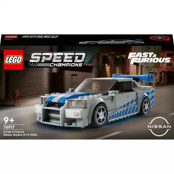 LEGO 76917 Speed Champions 2 Fast 2 Furious Nissan Skyline GT-R (R34) Auto rotaļlieta