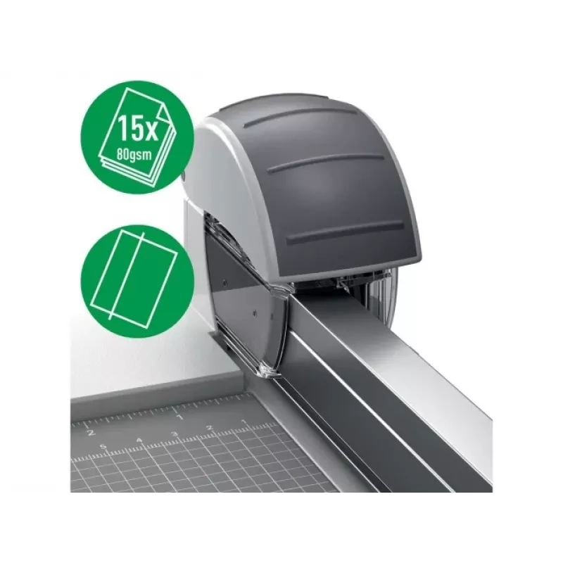 Leitz taisnā griezuma asmens precīzijas biroja trimmerim, 15 loksnēm, plastmasa, tērauds, pelēks, 14 mm, 40 mm, 48 mm