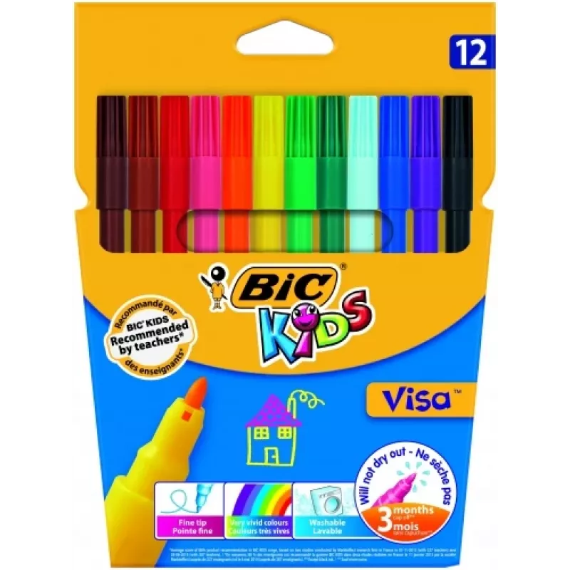 Smalkas flomāsteras BIC Visa Multicolour 12 gab.