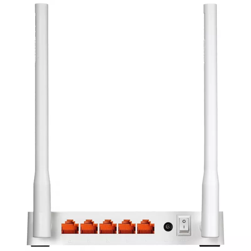 Galda maršrutētājs TOTOLINK N300RT — vienas joslas 2,4 GHz Wi‑Fi 4, 300 Mbps, 5x RJ-45 Fast Ethernet porti, 2 ārējās 5 dBi antenas