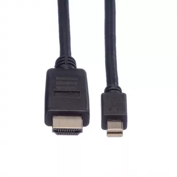 ROLINE - Video-/Audio kabelis - DisplayPort / HDMI - 32 AWG - Mini DisplayPort (vīr.) - HDMI, 19-pin (vīr.) - 3 m - Ekranēts - Melns (11.04.5792)