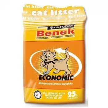 Salipto kaķu smilšu Super Benek Economic 25 L — Bentonīta granulas, smaku iznīcināšana, bioloģiski noārdāmas