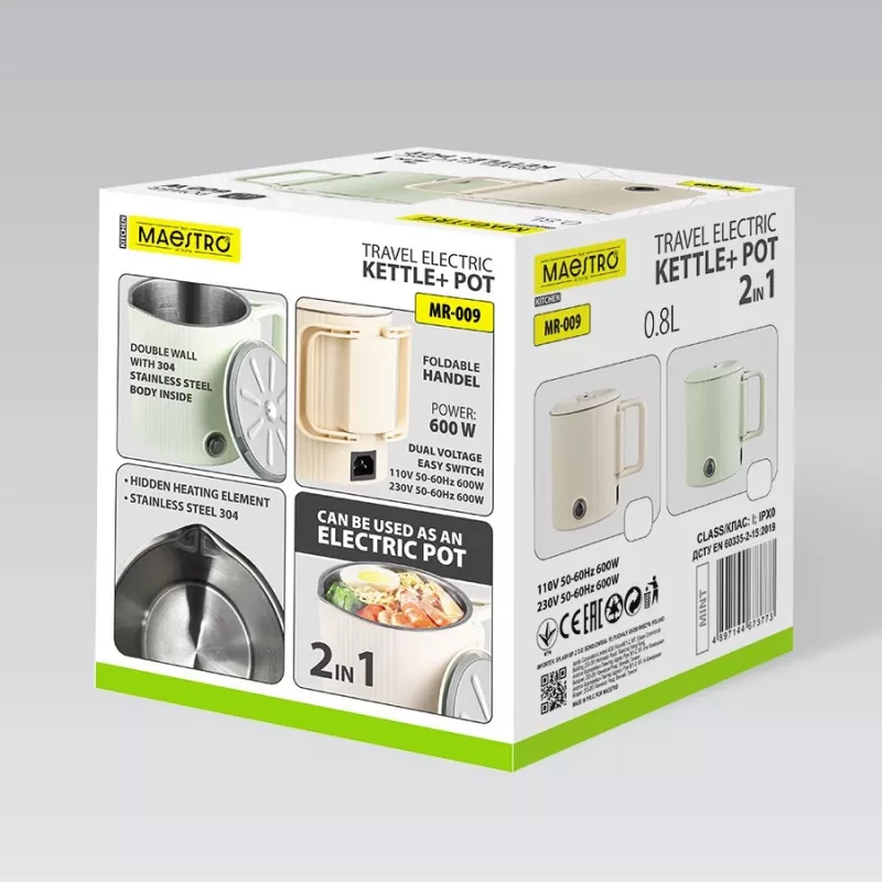 Elektriskā tējkanna ceļojumu katliņš Maestro MR-009 0,8 L 600 W Piparmētru