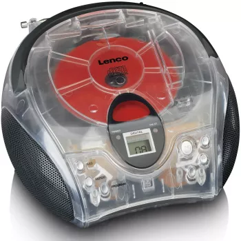 Portatīvs radio CD atskaņotājs Lenco SCD-24TR — FM, 4 W izejas jauda, LCD, teleskopiskā antena, maiņstrāva/līdzstrāva, 6×C baterijas